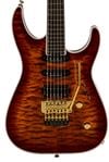 Jackson Pro Plus Soloist SLA3Q Quilt Top Guitar Amber Tiger Eye with Bag Body View